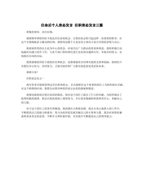 任命后个人表态发言 任职表态发言三篇