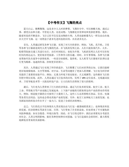 【中考作文】飞翔的亮点