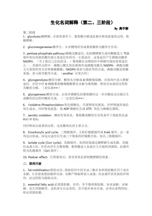2-生化名词解释(第二、三阶段)