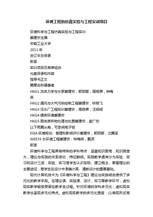 环境工程的仿真实验与工程实训项目