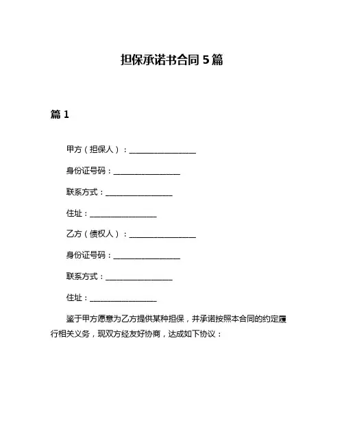 担保承诺书合同5篇