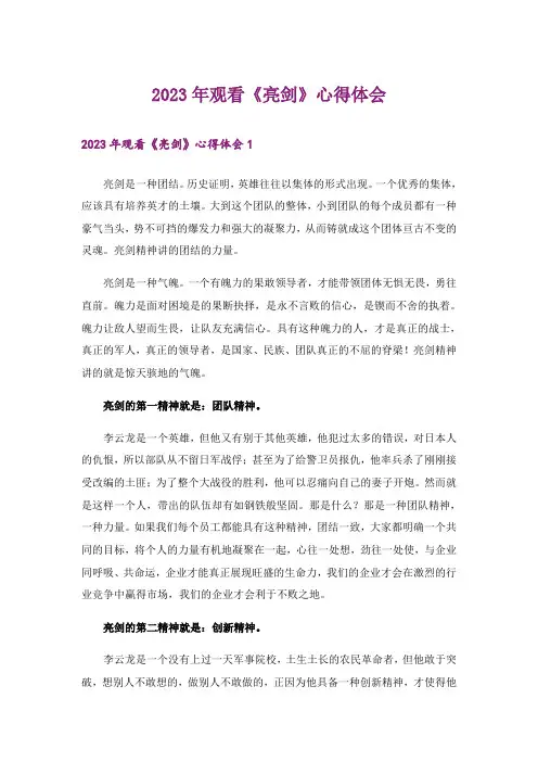 2023年观看《亮剑》心得体会