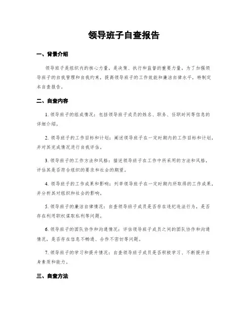 领导班子自查报告