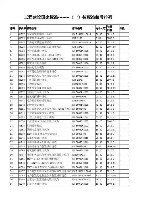 工程建设国家标准--------(一)按标准编号排列