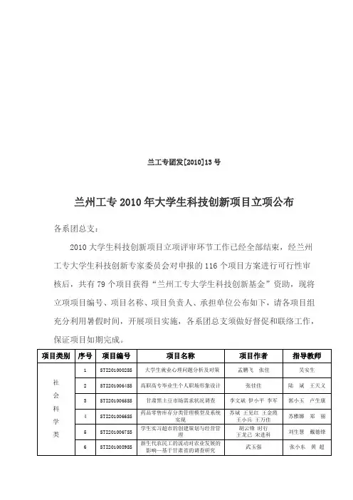 兰工专团发[2010]13号.