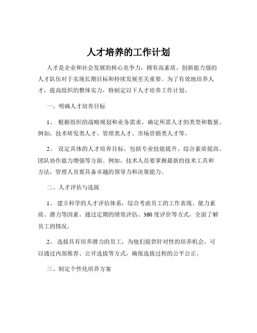 人才培养的工作计划