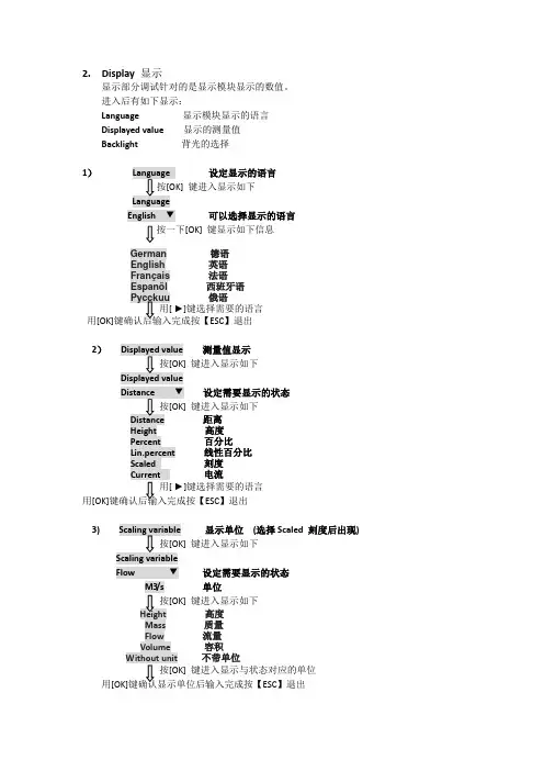 德国vega雷达液位计模块调试中文分解说明-2.模块的显示