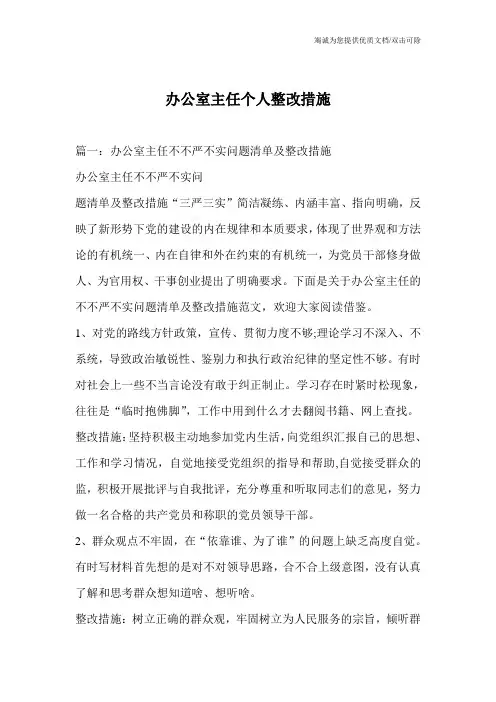 办公室主任个人整改措施