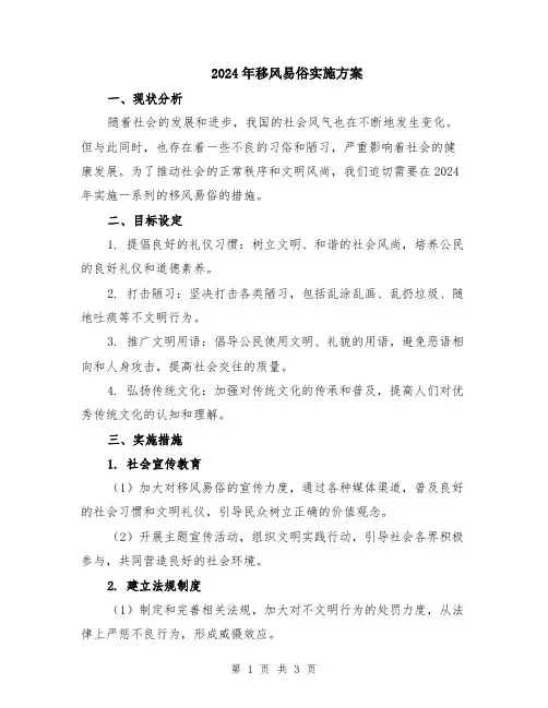 2024年移风易俗实施方案