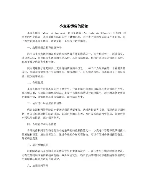 小麦条锈病的防治
