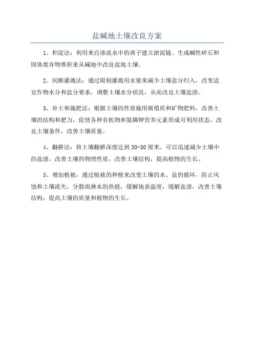 盐碱地土壤改良方案
