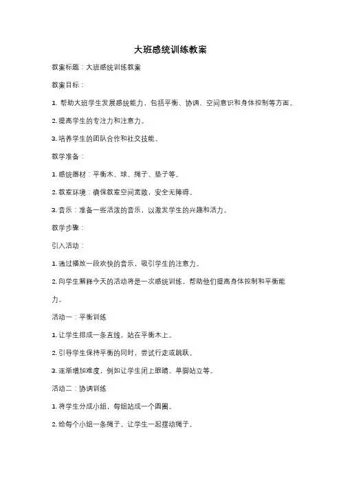 大班感统训练教案