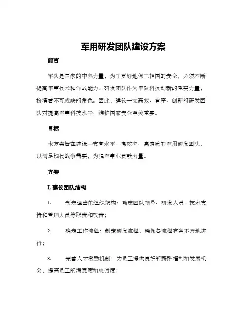 军用研发团队建设方案