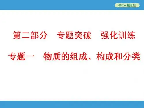 (人教版)中考化学九年级总复习【专题1】物质的组成、构成和分类(62页)