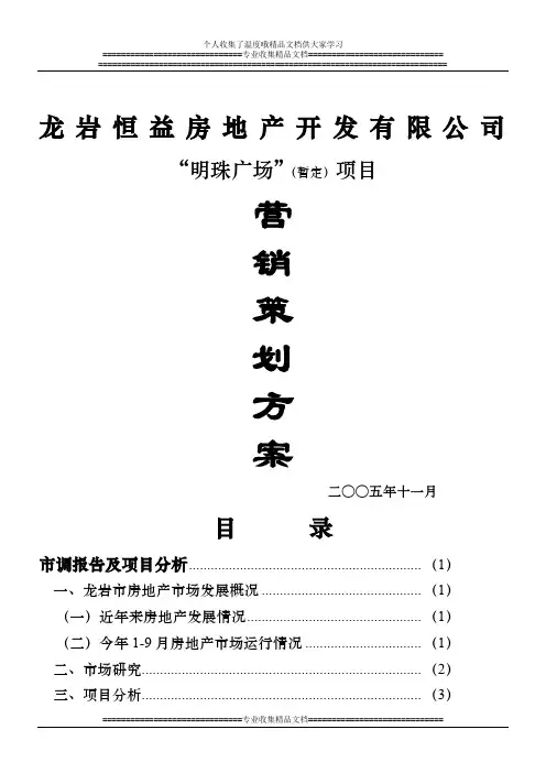龙岩明珠广场营销策划方案