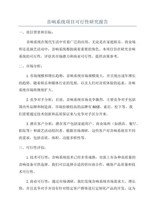 音响系统项目可行性研究报告