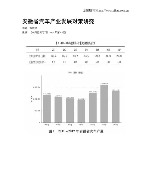 安徽省汽车产业发展对策研究
