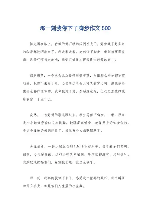 那一刻我停下了脚步作文500