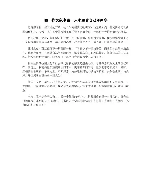 初一作文叙事留一只眼睛看自己650字