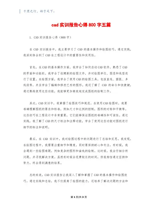 cad实训报告心得800字五篇
