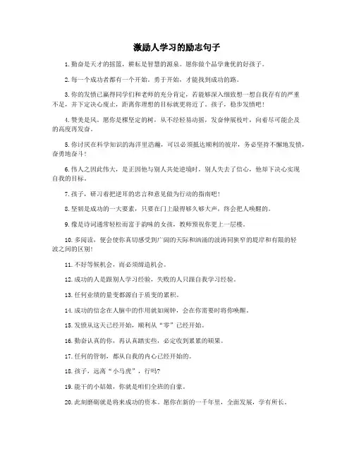 激励人学习的励志句子