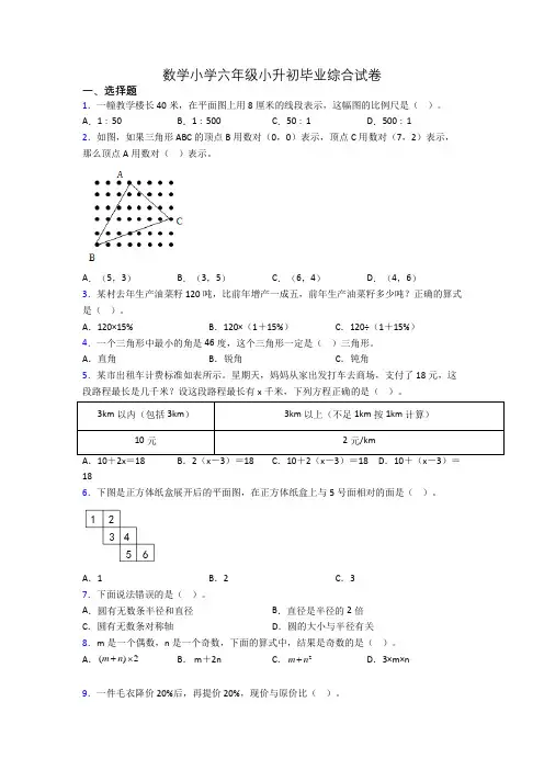 数学小学六年级小升初毕业综合试卷
