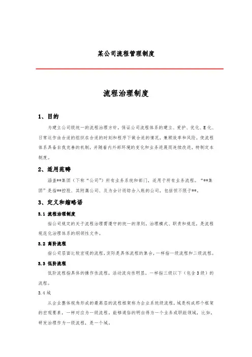 某公司流程管理制度
