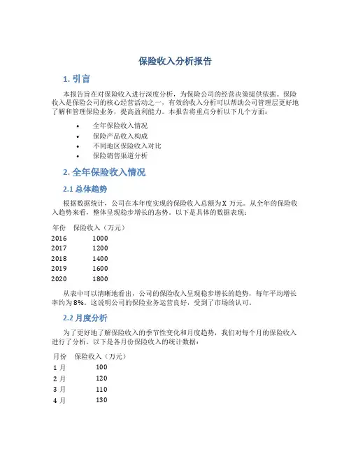 保险收入分析报告