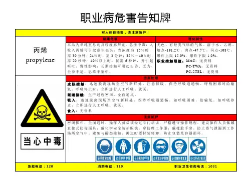 丙烯-职业病危害告知牌