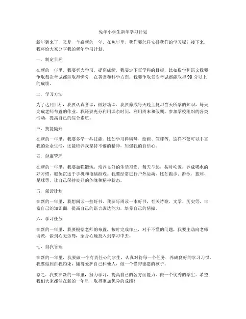 兔年小学生新年学习计划