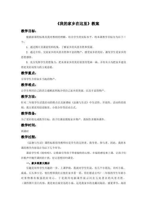 《我的家乡在这里》教案3
