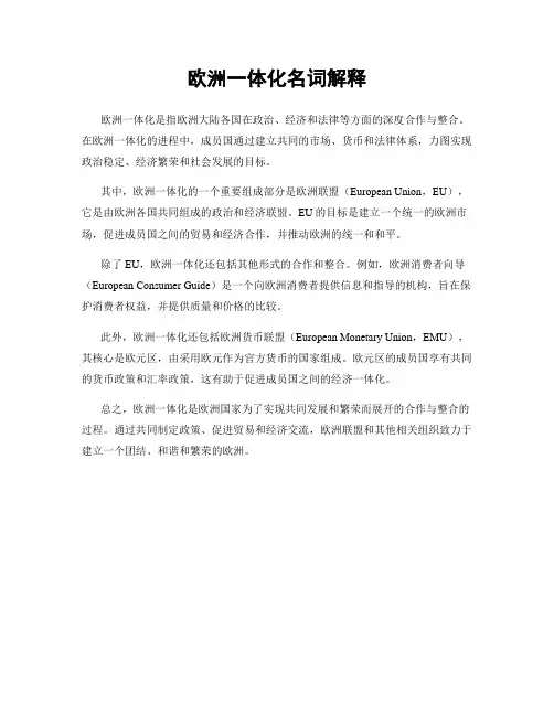 欧洲一体化名词解释