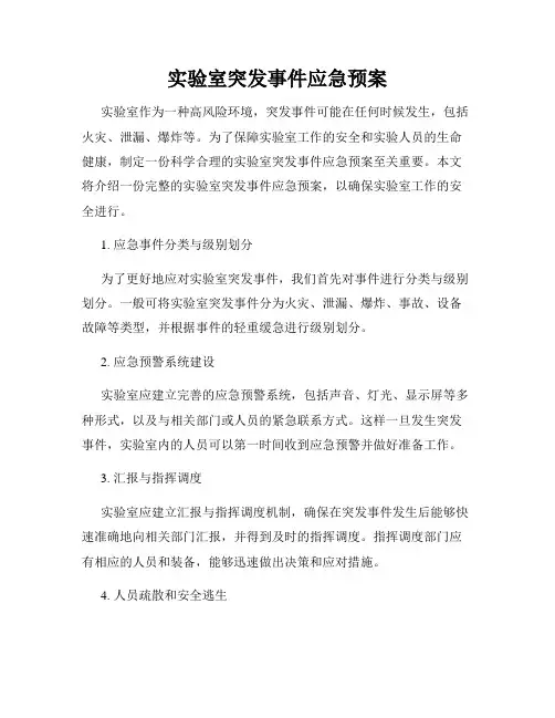 实验室突发事件应急预案
