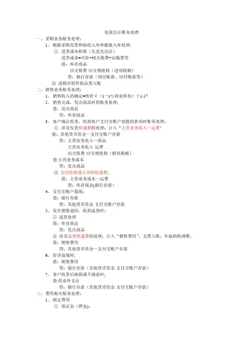 电商会计账务处理