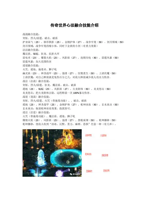 传奇世界心法融合技能介绍