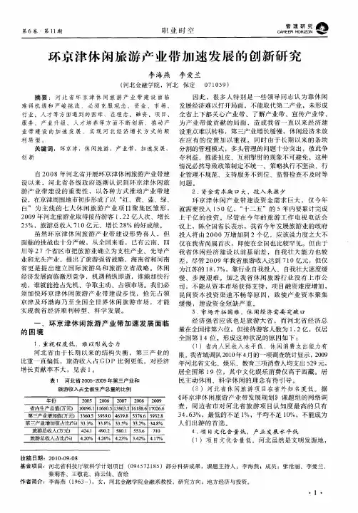 环京津休闲旅游产业带加速发展的创新研究