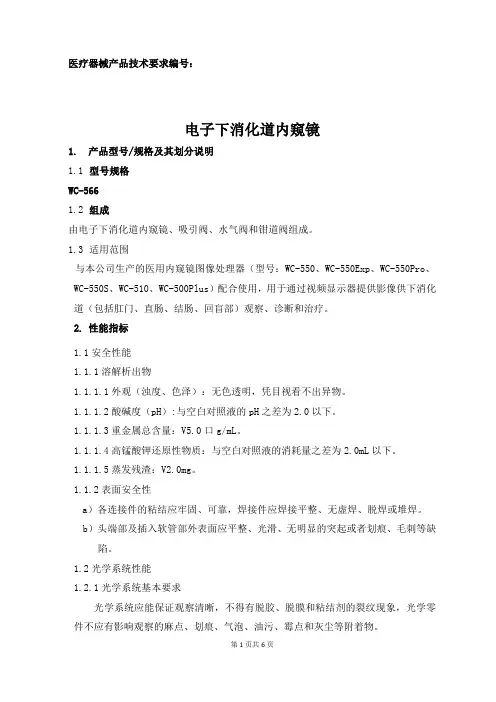 电子下消化道内窥镜产品技术要求注册版