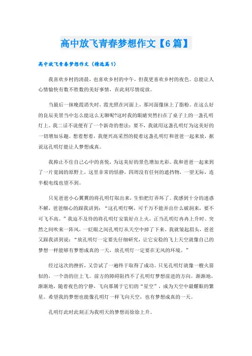 高中放飞青春梦想作文【6篇】