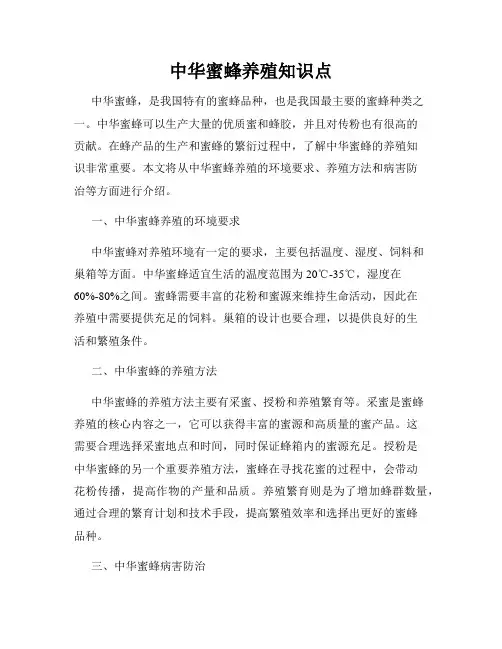 中华蜜蜂养殖知识点