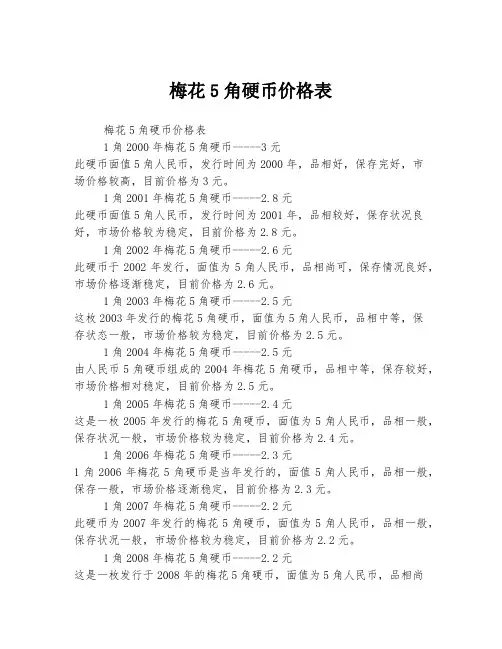 梅花5角硬币价格表
