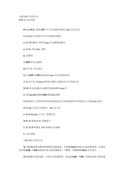主板诊断卡代码大全