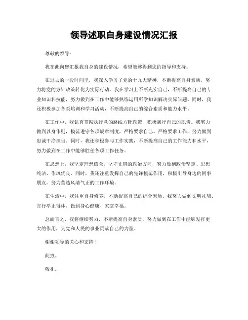 领导述职自身建设情况汇报