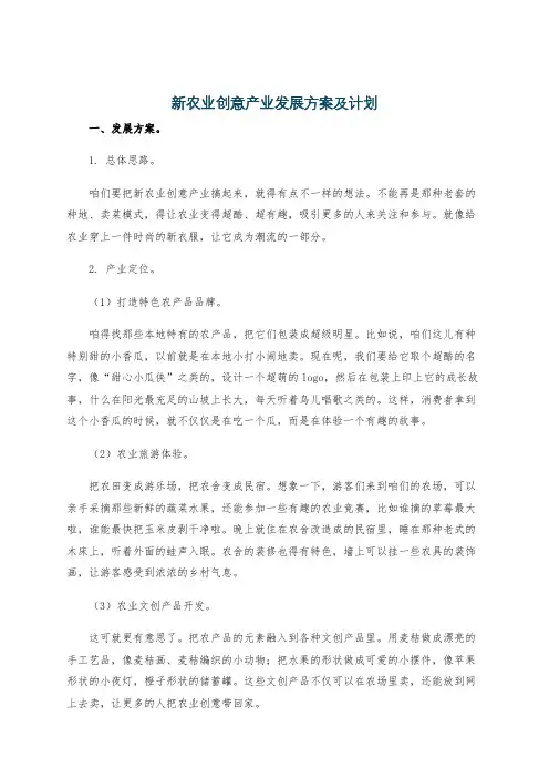 新农业创意产业发展方案及计划
