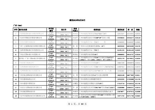 广州各旅行社地址及联系方式