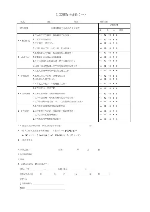 主观评价量表