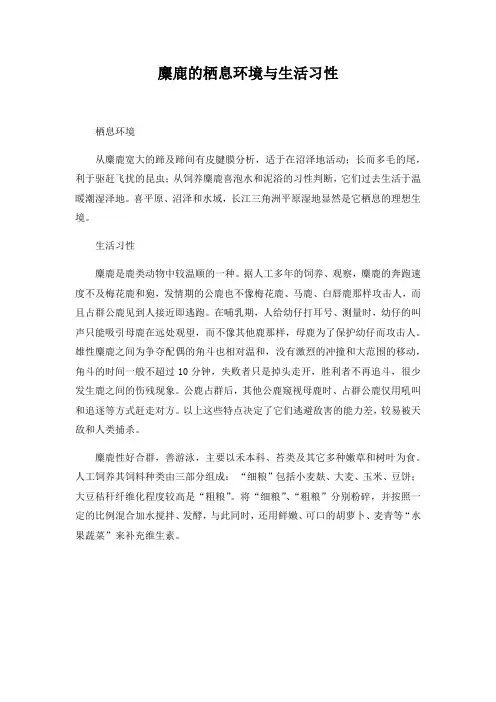 麋鹿的栖息环境与生活习性