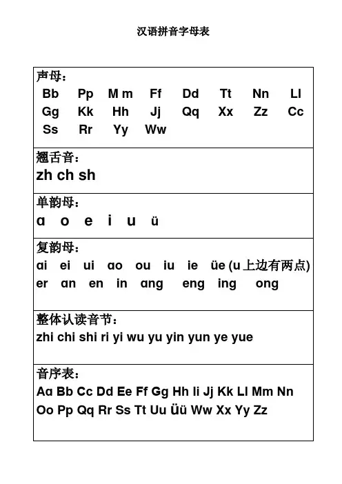 汉语拼音字母表及全音节表(打印版)