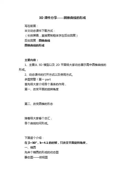 3D课件分享——圆锥曲线的形成