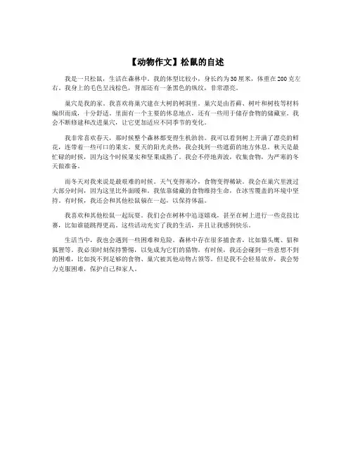 【动物作文】松鼠的自述