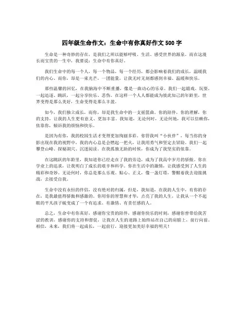 四年级生命作文：生命中有你真好作文500字